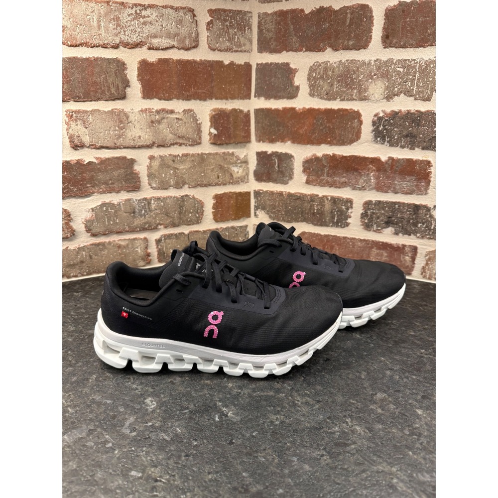 On Cloudflow 4 Womens Running Shoes Black White Pink 3WD30110299 Size 8.5